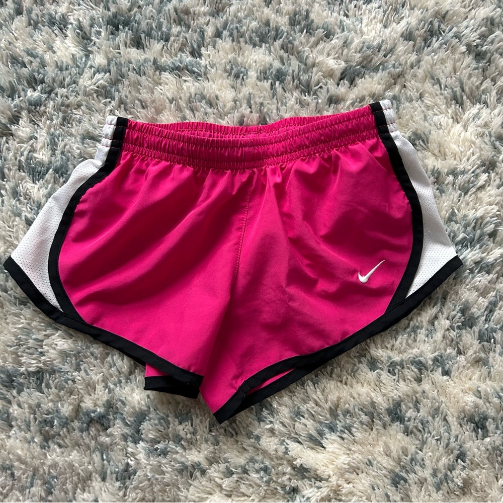Nike Girls Fuchsia and White Dri-Fit Athletic Shorts - XS